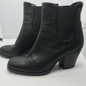 Scoop NYC Black Leather Chunky Ankle Boots 37.5 EU